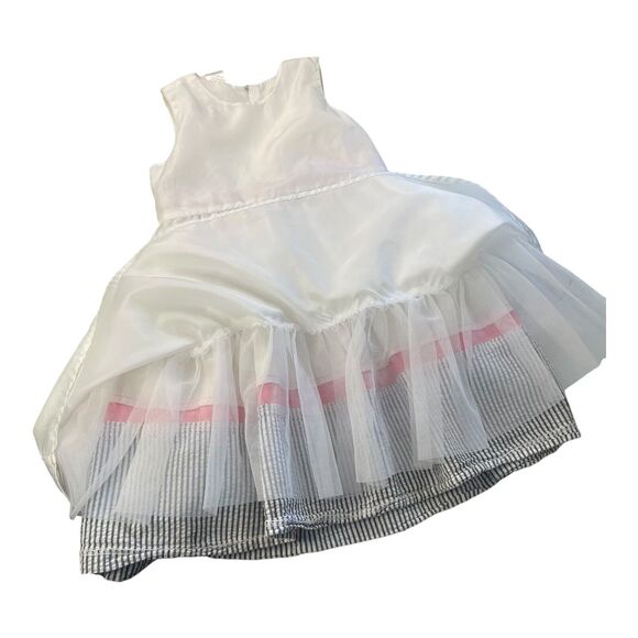 Gymboree Girls Girl's 4 White Pink Black Sleeveless Spring Summer Formal Dress - Picture 7 of 13